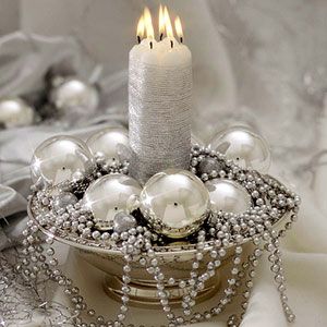 white and silver centerpiece