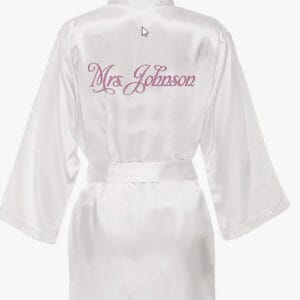 Satin Robe with Personal Name Embroidered