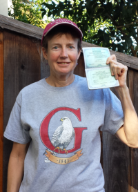 Captain Nancy with her 100 ton license